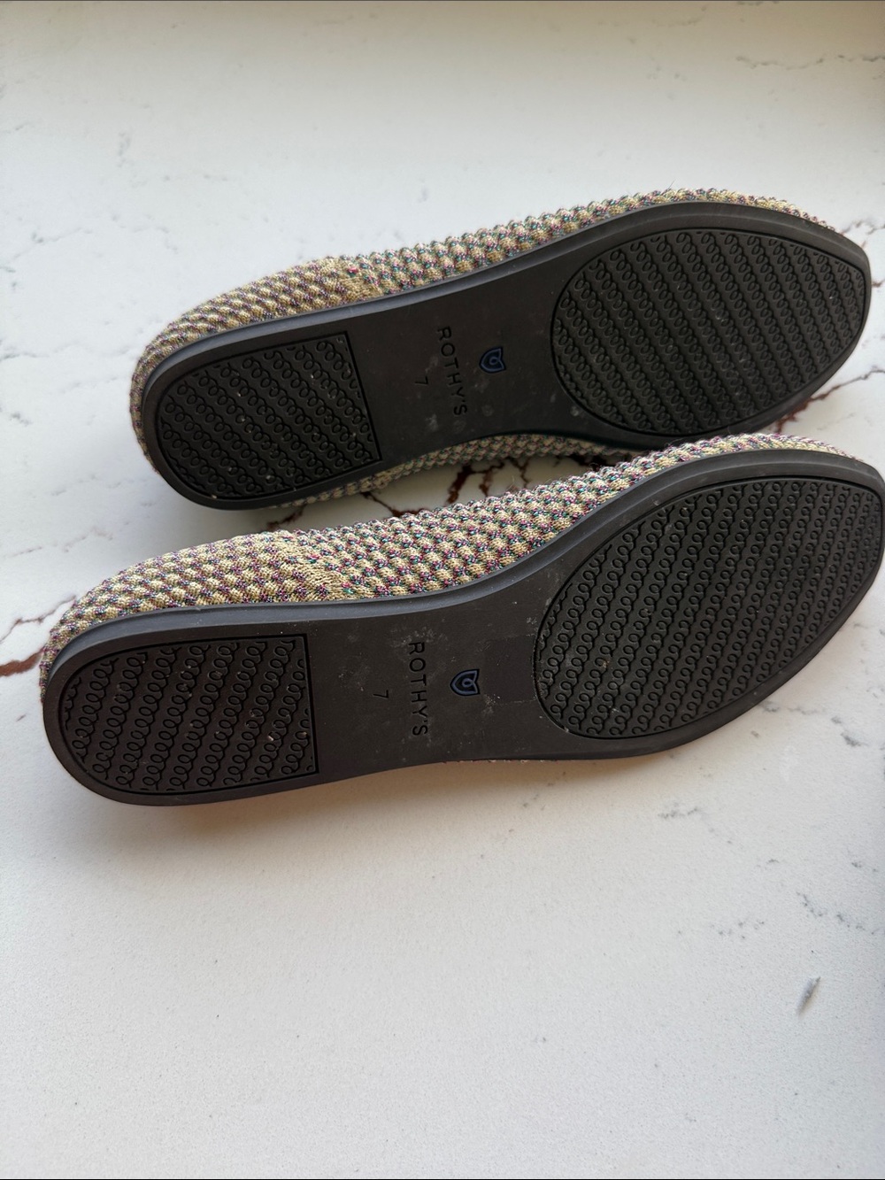 Rothy's Multicolor Knit square toed Flats with Teal Insole - Picture 4 of 4